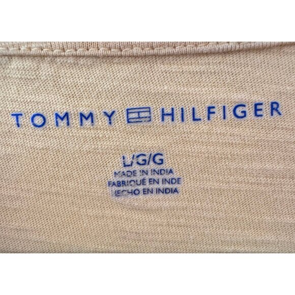 🤍TOMMY HILFIGER Sunflower Yellow Cotton Split-Neck T-Shirt Women's Large - Picture 4 of 4